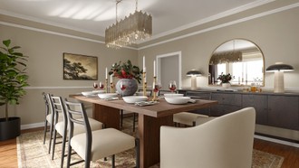 Contemporary, Transitional, Contemporary Luxe, Warm Transitional Dining Room by Havenly Interior Designer Lilia