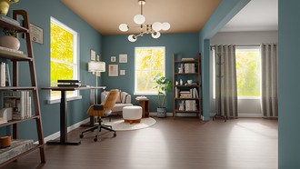 Midcentury Modern, Warm Transitional Office by Havenly Interior Designer Afsin