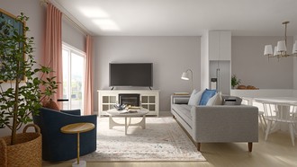 Farmhouse, Warm Transitional Living Room by Havenly Interior Designer Camila