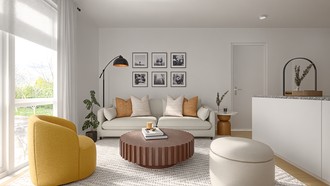 Warm Transitional Living Room by Havenly Interior Designer Sol