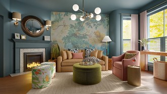 Artful Eclectic Living Room by Havenly Interior Designer Ivan