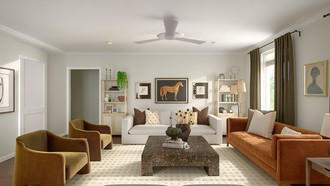 Warm Transitional Living Room by Havenly Interior Designer Julia