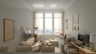 Organic Modern, Warm Transitional Living Room by Havenly Interior Designer Alexis