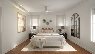 Inspired Modern, Midcentury Scandi, Warm Transitional Bedroom by Havenly Interior Designer Jinkal