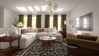 Warm Transitional Living Room by Havenly Interior Designer Martha