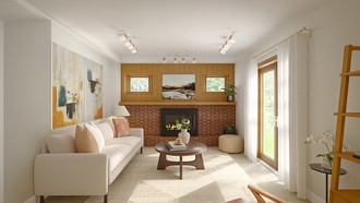 Warm Transitional Living Room by Havenly Interior Designer Diogo