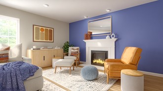 Midcentury Modern, Scandinavian, Midcentury Scandi, Warm Transitional Living Room by Havenly Interior Designer Annaliese