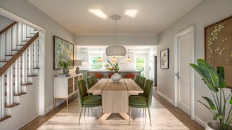 Rustic, Minimal Dining Room by Havenly Interior Designer Diogo