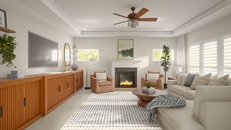 Warm Transitional Living Room by Havenly Interior Designer Ariel