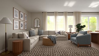 Warm Transitional, Traditional Charm Living Room by Havenly Interior Designer Ariel