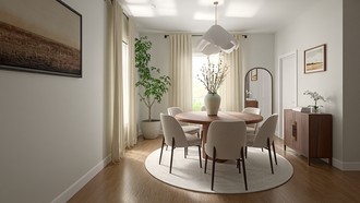 Midcentury Modern, Scandinavian, Warm Transitional Dining Room by Havenly Interior Designer Tania