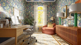 Midcentury Modern, Artful Eclectic Office by Havenly Interior Designer Lilia