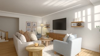 Coastal, Transitional, Scandinavian, Warm Transitional Living Room by Havenly Interior Designer Constanza