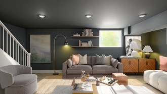 Transitional, Midcentury Modern Living Room by Havenly Interior Designer Diogo