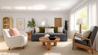 Midcentury Scandi, California Cool, Warm Transitional Living Room by Havenly Interior Designer Montserrat