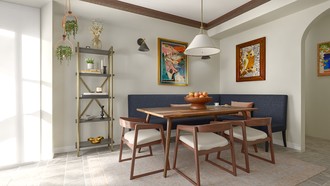 Midcentury Scandi, Artful Eclectic Dining Room by Havenly Interior Designer Solongo