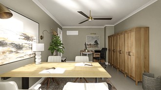 Organic Modern, Warm Transitional Office by Havenly Interior Designer Ivanna