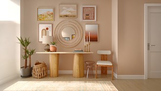 Southwest Inspired, Midcentury Scandi, Warm Transitional Entryway by Havenly Interior Designer Estrellita