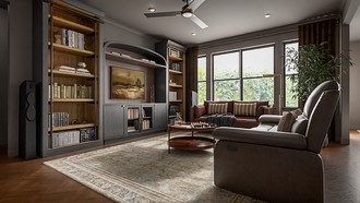 Library, Parisian Modern, Contemporary Luxe Living Room by Havenly Interior Designer Jess