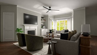 Warm Transitional Living Room by Havenly Interior Designer Luis