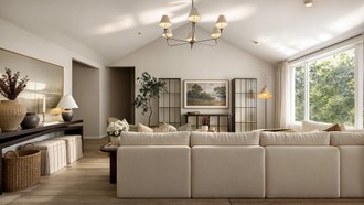 Warm Transitional, Modern Cottage Living Room by Havenly Interior Designer Malena