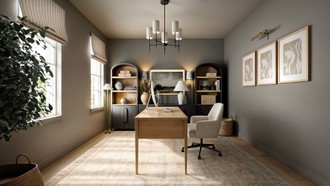 Warm Transitional, Modern Cottage Office by Havenly Interior Designer Malena