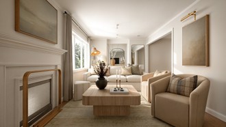 Warm Transitional, Modern Cottage Living Room by Havenly Interior Designer Malena