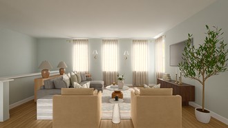 Warm Transitional Living Room by Havenly Interior Designer Ciria