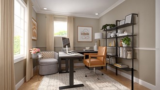 Warm Transitional Office by Havenly Interior Designer Shadnaz