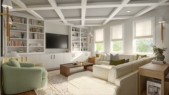 Warm Transitional Living Room by Havenly Interior Designer Diogo