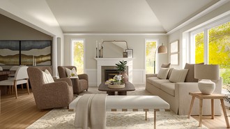 Transitional, Warm Transitional Living Room by Havenly Interior Designer Martha