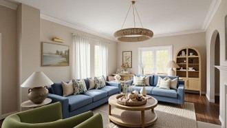 Bohemian, Transitional, Modern Cottage Living Room by Havenly Interior Designer Giovanna