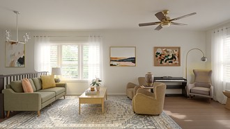 Warm Transitional Living Room by Havenly Interior Designer Diogo