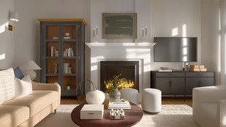 Warm Transitional Living Room by Havenly Interior Designer Martha