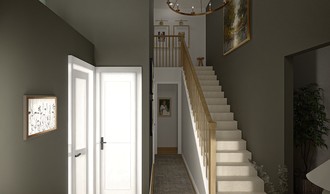 Warm Transitional Entryway by Havenly Interior Designer Ivanna