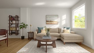 Modern, Warm Transitional Living Room by Havenly Interior Designer Paula