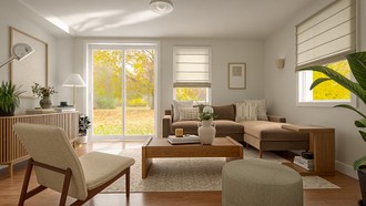 Minimal, Warm Transitional Living Room by Havenly Interior Designer Juan