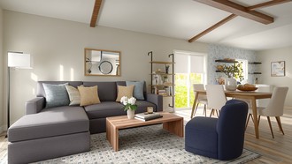Modern, California Cool, Warm Transitional Living Room by Havenly Interior Designer Candida