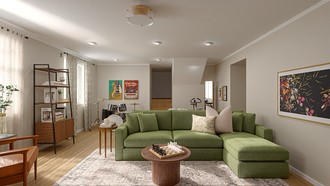 Warm Transitional Living Room by Havenly Interior Designer Sunali