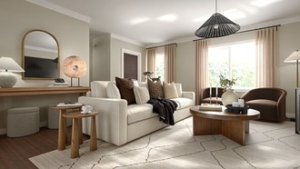 Contemporary, Transitional, Scandinavian, Warm Transitional Living Room by Havenly Interior Designer Emilee
