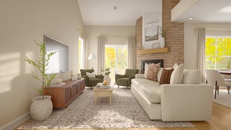 Transitional, Warm Transitional Living Room by Havenly Interior Designer Valeria