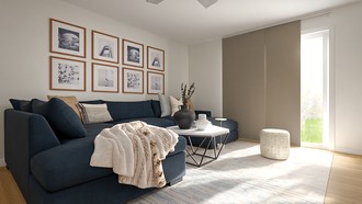 Contemporary, Coastal, Transitional, Warm Transitional Living Room by Havenly Interior Designer Emilee