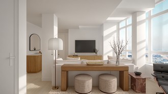 Scandinavian, Organic Modern, Warm Transitional Living Room by Havenly Interior Designer Samantha