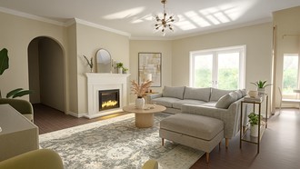 Warm Transitional Living Room by Havenly Interior Designer Courtney