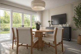 Organic Modern, Warm Transitional Dining Room by Havenly Interior Designer Jessica