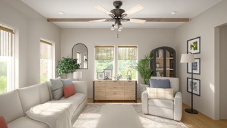 Warm Transitional Living Room by Havenly Interior Designer Ariel