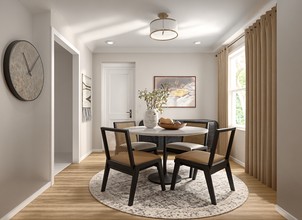 Midcentury Modern, Warm Transitional Dining Room by Havenly Interior Designer Sunali