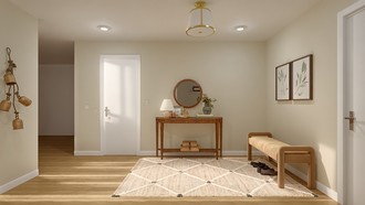 Warm Transitional Entryway by Havenly Interior Designer Sunali