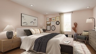 Warm Transitional Bedroom by Havenly Interior Designer Shadnaz