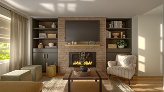 Transitional, Warm Transitional Living Room by Havenly Interior Designer Agustina